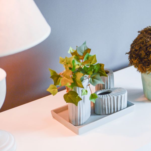 JUEGO BAÑO CERAMICA GRIS 3 PIEZAS MAS BANDEJA 17X10X12