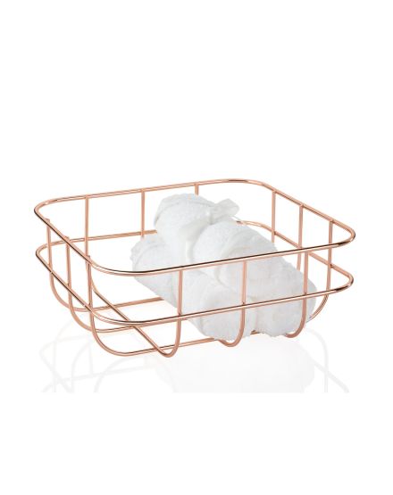 CESTA DE BAÑO METALICA COBRE 21X21X8.5 2