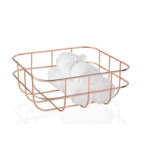 CESTA DE BAÑO METALICA COBRE 21X21X8.5