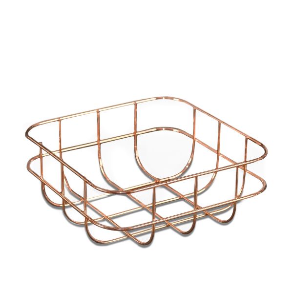 CESTA DE BAÑO METALICA COBRE 21X21X8.5