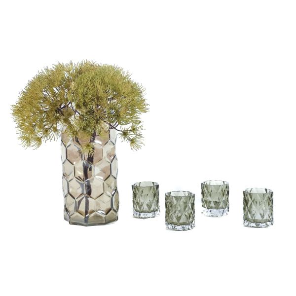 VASO CRISTAL VERDE JADE OLIVA ROMBOS 7X7X8