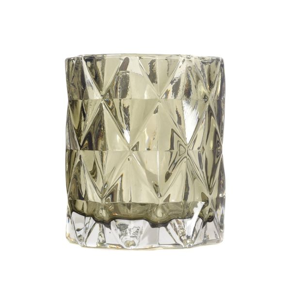 VASO CRISTAL VERDE JADE OLIVA ROMBOS 7X7X8