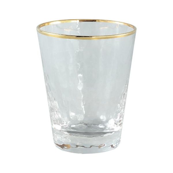 VASO AGUA CRISTAL CON BORDES DORADOS