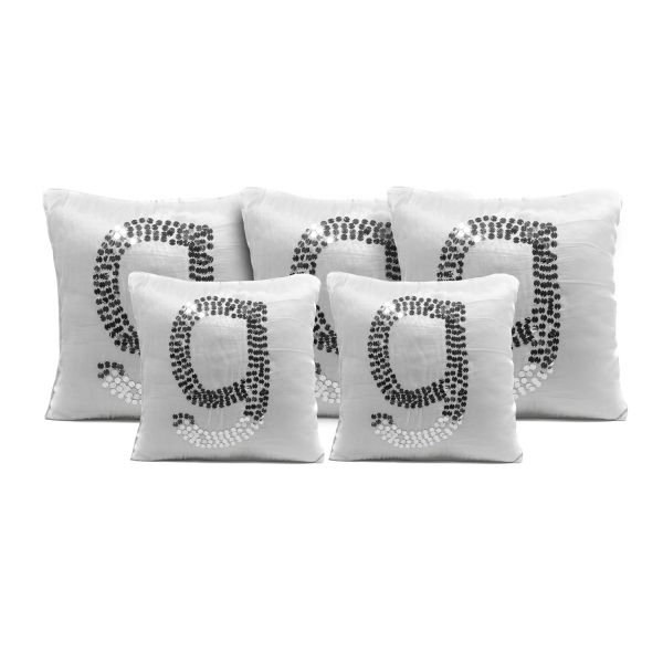 Set 5 coussins coton blanc brillance 3 vous. 50x50 cm 2 pcs 40x40 cm