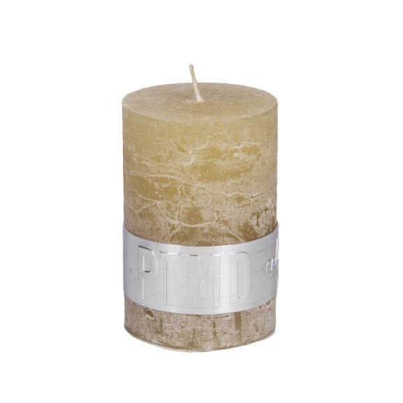 RUSTIC OLD YELLOW PILLAR CANDLE