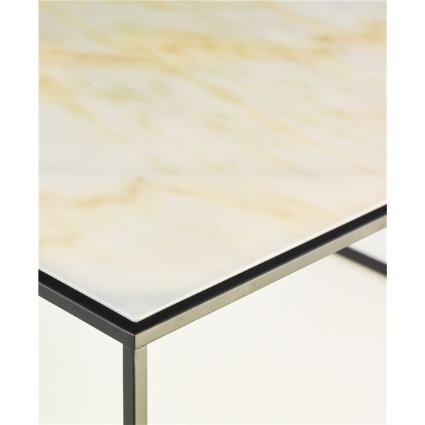 MESA CENTRO JEWEL TAPA MARMOL ESTRUCTURA METAL 90X90X45