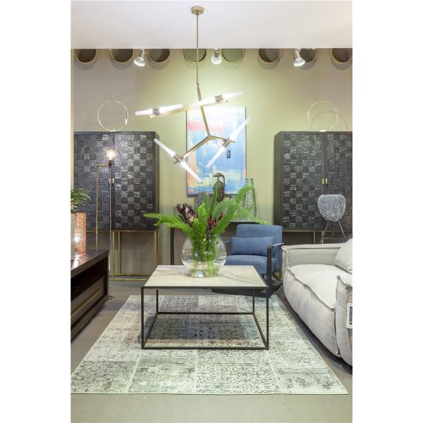 MESA CENTRO JEWEL TAPA MARMOL ESTRUCTURA METAL 90X90X45