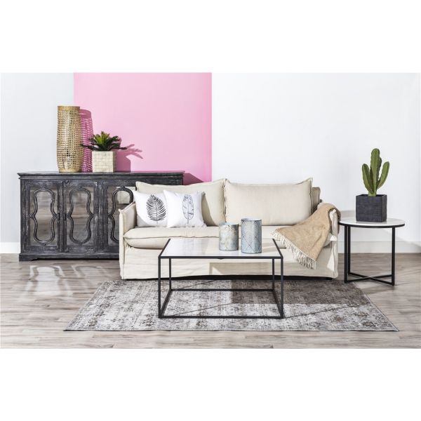 MESA CENTRO JEWEL TAPA MARMOL ESTRUCTURA METAL 90X90X45