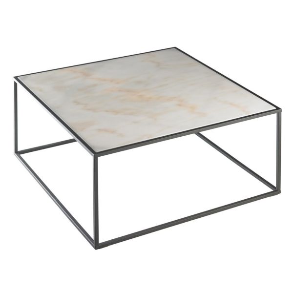 MESA CENTRO JEWEL TAPA MARMOL ESTRUCTURA METAL 90X90X45