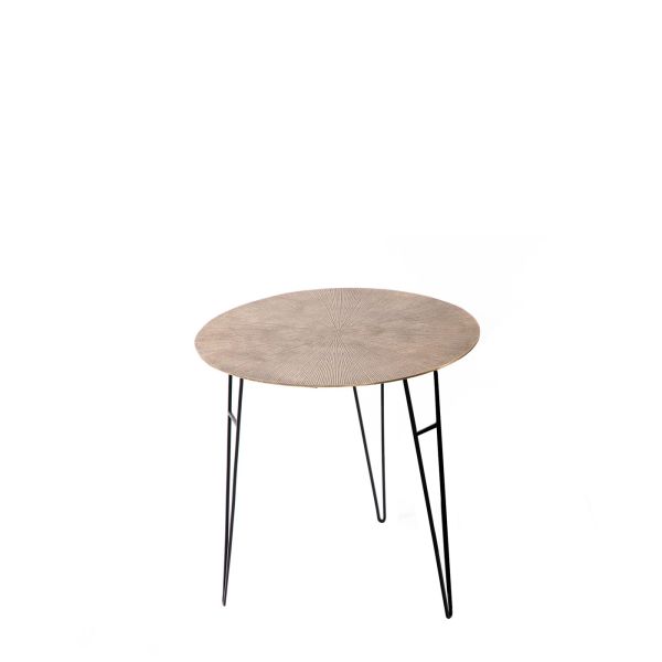 MESA AUX DE HIERRO TAPA ALUMINIO REDONDA 34X34X40