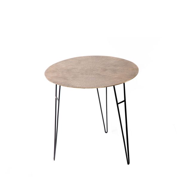 MESA AUX DE HIERRO TAPA ALUMIN REDONDA 40X40X45