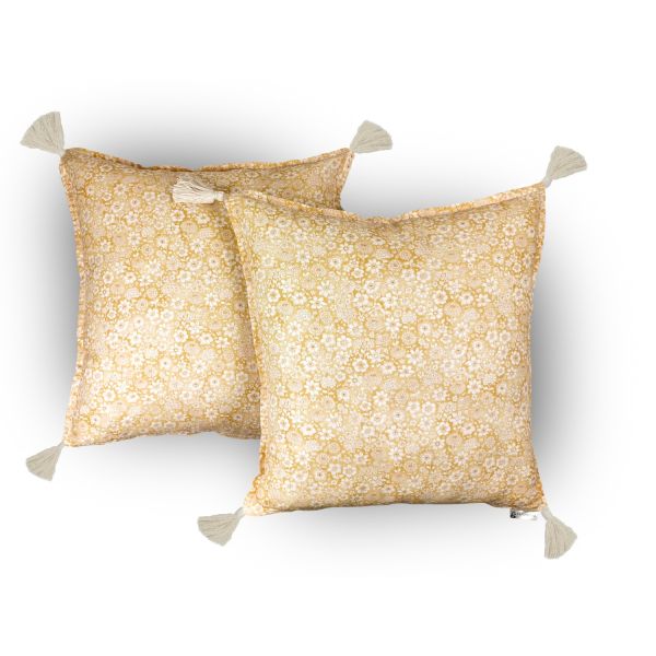 Pack Funda Nórdica Beige + 2 Fundas Almohada + Sábana Bajera + 6 Cojines decorativos + Plaid Manta pie cama | Liberty Camel