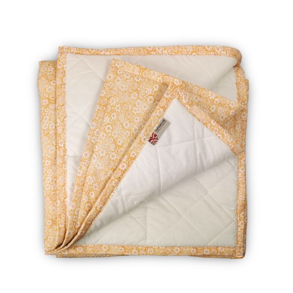 Plaid Manta acolchada Flores Amarillo Ocre pie de cama  90-105 y 135-150 | Liberty Camel