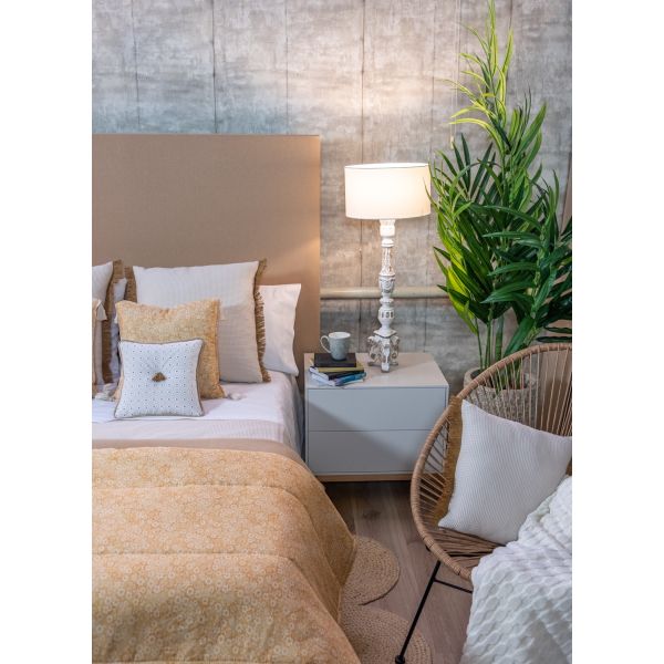 Plaid Manta acolchada Flores Amarillo Ocre pie de cama  90-105 y 135-150 | Liberty Camel