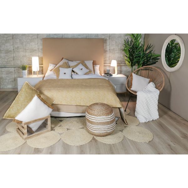 Plaid Manta acolchada Flores Amarillo Ocre pie de cama  90-105 y 135-150 | Liberty Camel