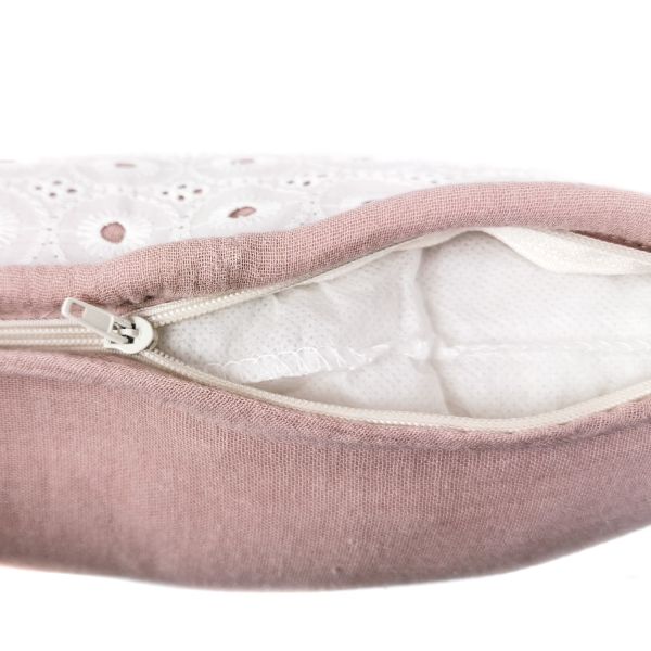 2 Fundas Cojín decorativo bordado Blanco y Rosa palo 35 x 35 con Cremallera, Cama, Sofá | Liberty Nude