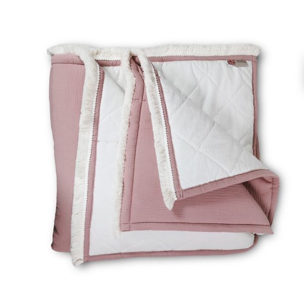 Plaid Manta acolchada lisa Rosa palo de cama  90-105 y 135-150 | Liberty Nude