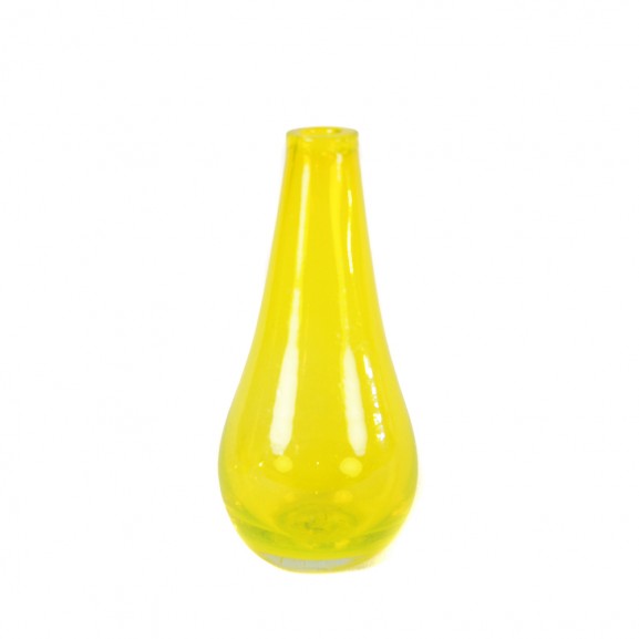 Jarrón florero pequeño cristal 8x17x8 amarillo 