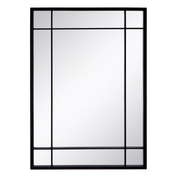 Espejo rectangular metal negro decoración pared 52x2,5x75