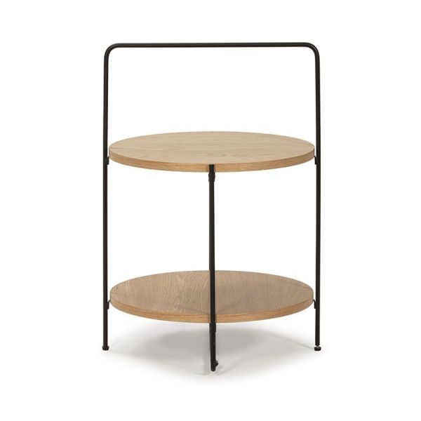 MESA CENTRO TESSA ROBLE PIE NEGRO 45X45X68 CM