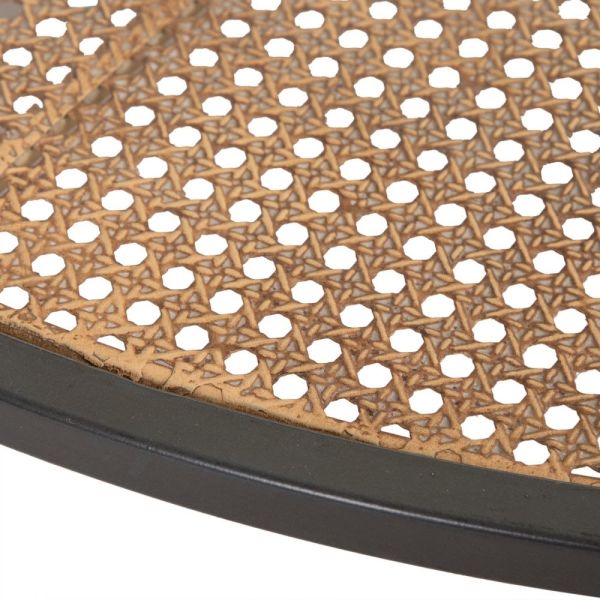 MESA DE CENTRO METAL NEGRO, CR CRISTAL REJILLA 91X91X41,50