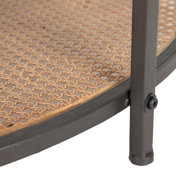 MESA DE CENTRO METAL NEGRO, CR CRISTAL REJILLA 91X91X41,50