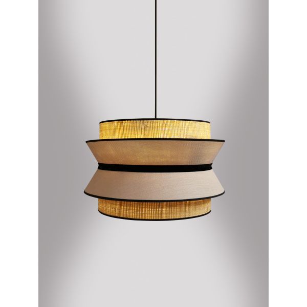 LAMAPRA TECHO COLGANTE 50CM NEPTU PIEDRA INST.10MM NE.CABLE NEGRO 50X32