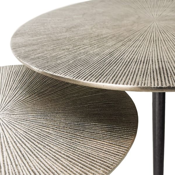 SET 3 MESAS AUXILIAR NEGRO ORO 48X48X40