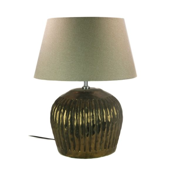 LAMPARA SOBREMESA DORADA OCRE 40X40X52