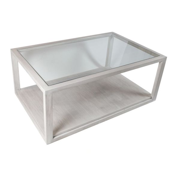 MESA CENTRO CRISTAL MADERA GRIS VELADO 110X70X45