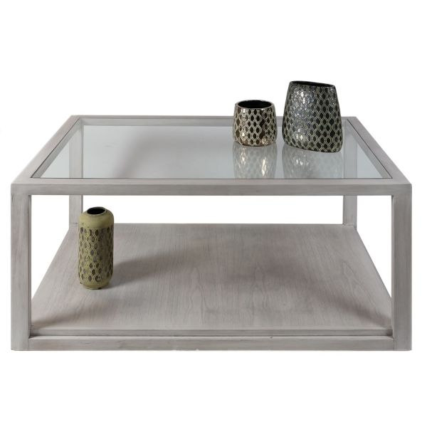 MESA CENTRO CRISTAL MADERA GRIS VELADO 110X70X45