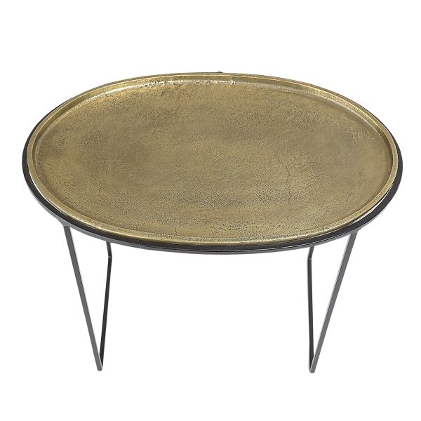 MESA DE CENTRO REDONDA LOU METAL LATÓN ORO 52X33X43(H)