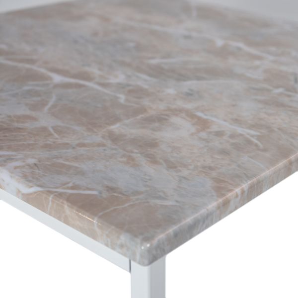 MESA AUXILIAR BASE METAL TAPA EFECTO MARMOL BLANCO 40X40X42