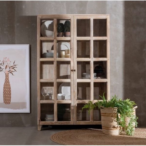 VITRINA BLANCO ROZADO MADERA DE MANGO 120X40X194