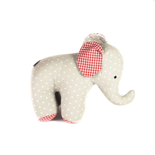 ELEFANTE GRIS OREJAS Y PIES VICHY ROJO