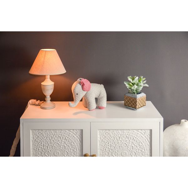 ELEFANTE GRIS OREJAS Y PIES VICHY ROJO