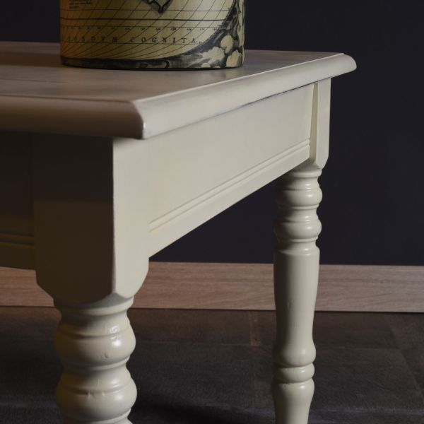 MESA CAFE  MADERA 120*60*45 CON CAJON PATINA BEIGE