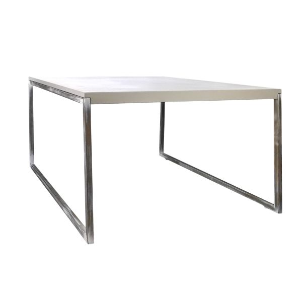 MESA 75X75 PATINADA BEIGE PATA METAL LACADA