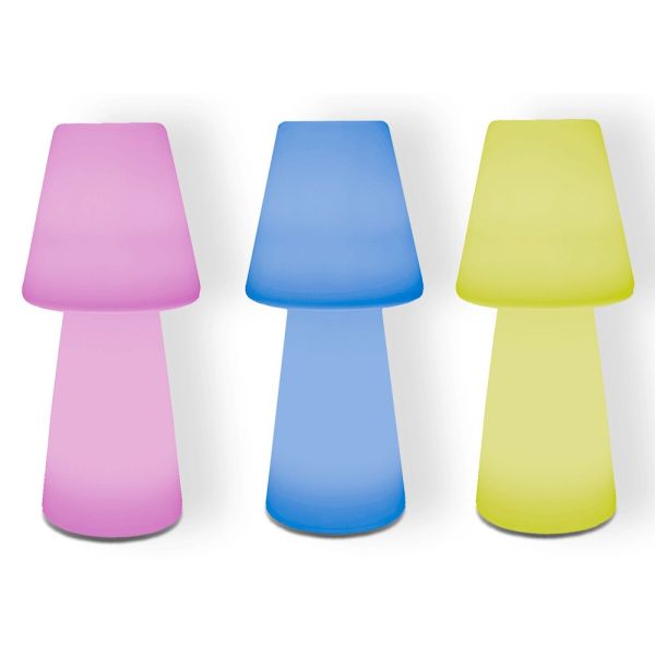 LAMP.EXTERIOR SOBREMESA LED BL 28X28X60, MANDO A DISTANCIA