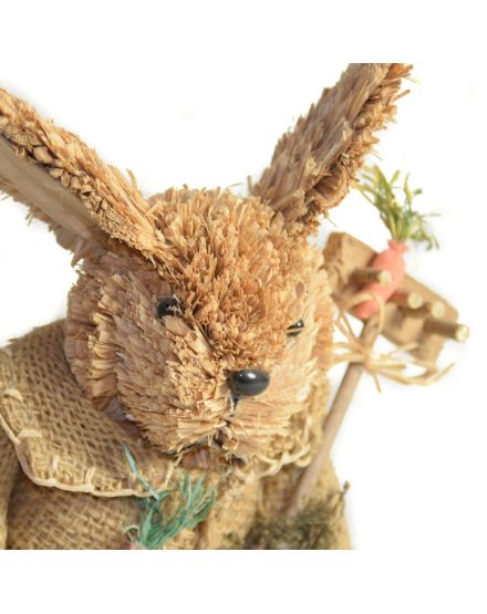 CONEJO DE PAJA PEQUEÑO CON VESTIDO AZUL  2