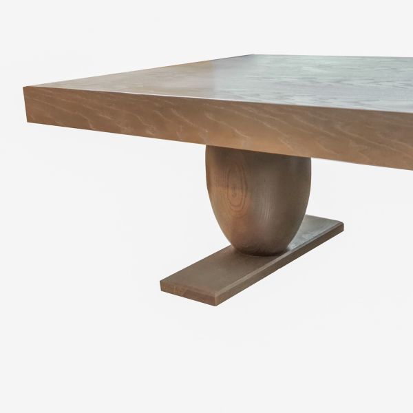 MESA CENTRO FRESNO MADERA GRISACEA 140X75X45