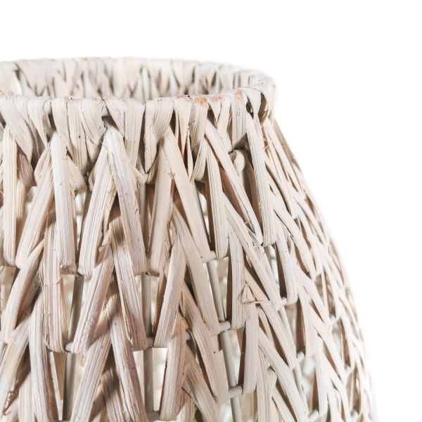 Lámpara mesa rattan 23x36 blanco roto