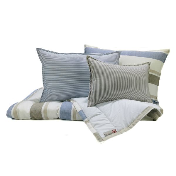 Funda Cojín rayas azul marrón 70x50, Cama, Sofá,  Saylor Stripe