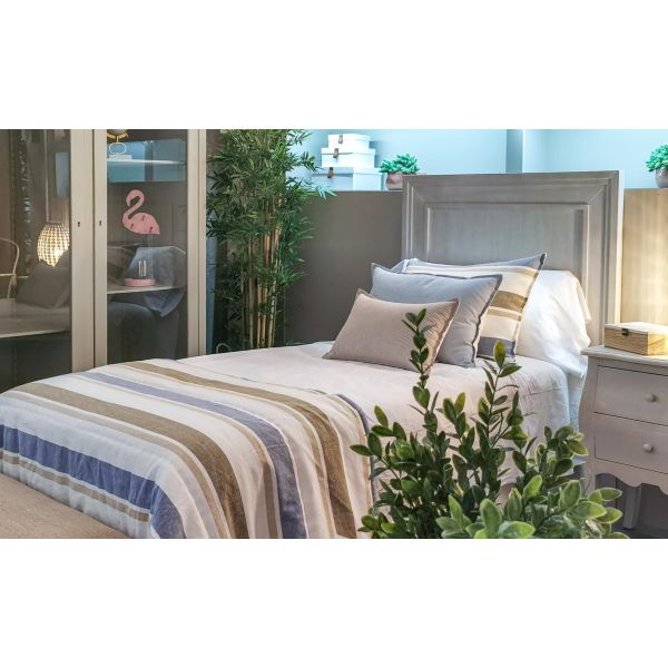 Funda Cojín rayas azul marrón 70x50, Cama, Sofá,  Saylor Stripe