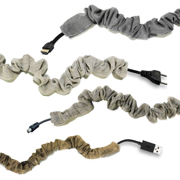 Cubre Cables decorativo tela arrugada 1,8 mtrs. para Lámparas, Televisión TV, Ordenador