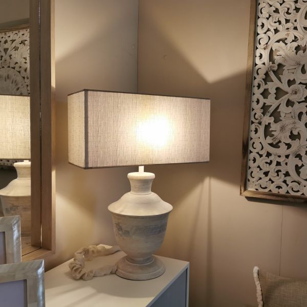 Lámpara Mesa madera maciza 50x27x27 gris claro decapada