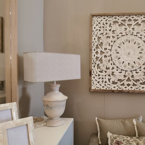 Lámpara Mesa madera maciza 50x27x27 gris claro decapada