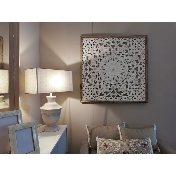 Lámpara Mesa madera maciza 50x27x27 gris claro decapada