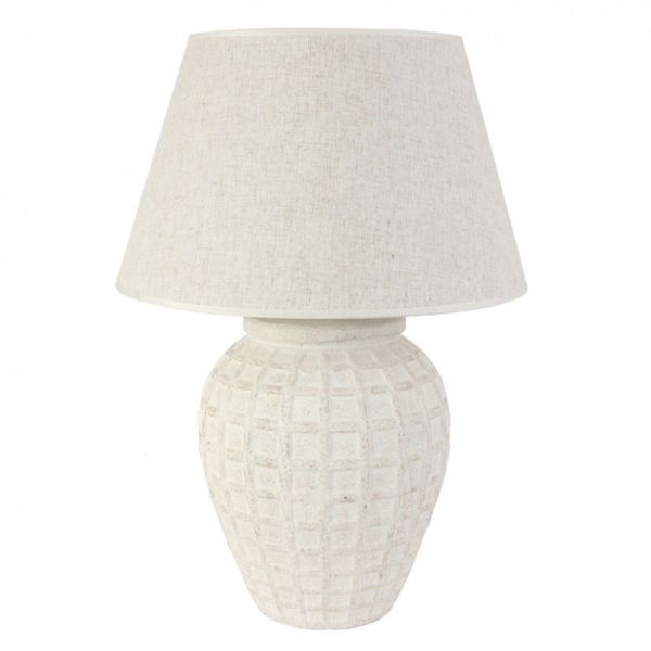 Lámpara mesa 45x66x45 cerámica blanco roto pantalla incluida