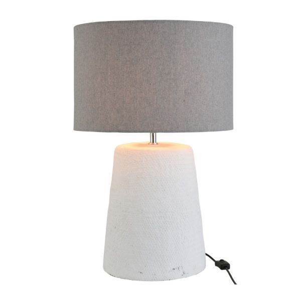 PIE DE LAMPARA Y PANTALLA TRENZA ALGODON BLANCO 42X42X64